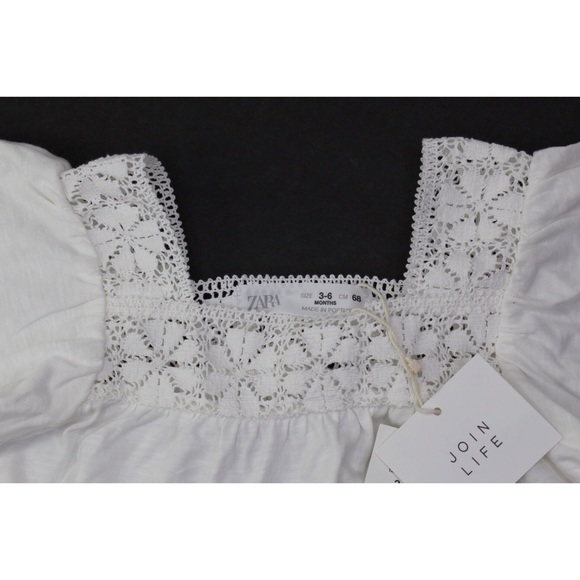Zara NWT Contrast Crochet Fluttered Sleeves Top 3-6 Months New Zara Baby Top - Picture 5 of 8